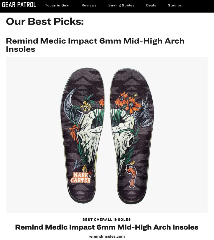 Remind Recognized As “Best Insoles For Running And Training” By Gear Patrol