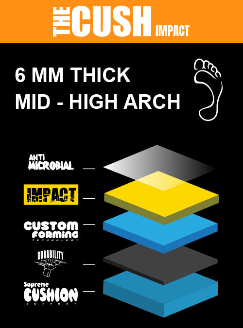 CUSH IMPACT 6MM Mid-High Arch | Walker Ryan Dragon Nine Eleven Insoles